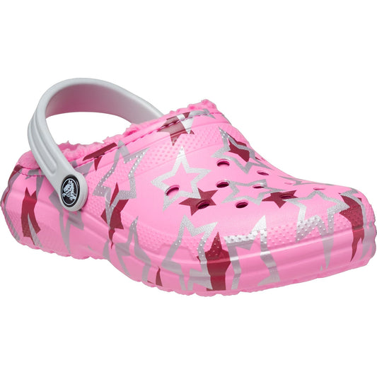 Crocs Classic Lined Kids Disco Dance Party Clog 208085 Taffy Pink Multi