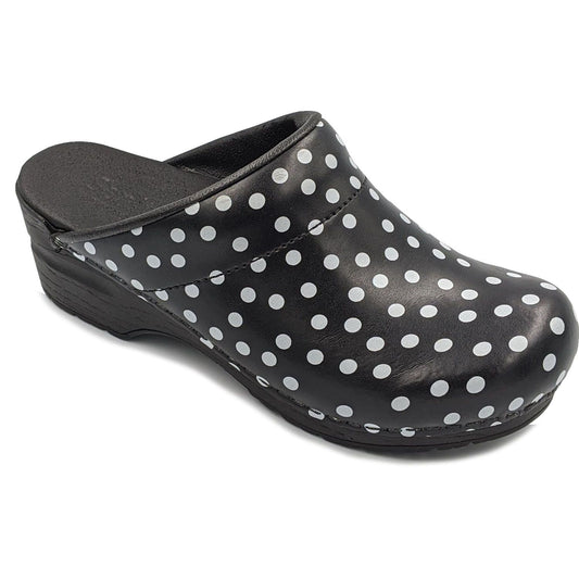 Sanita Fenja Spotty Flexible Clogs in Black (457048)