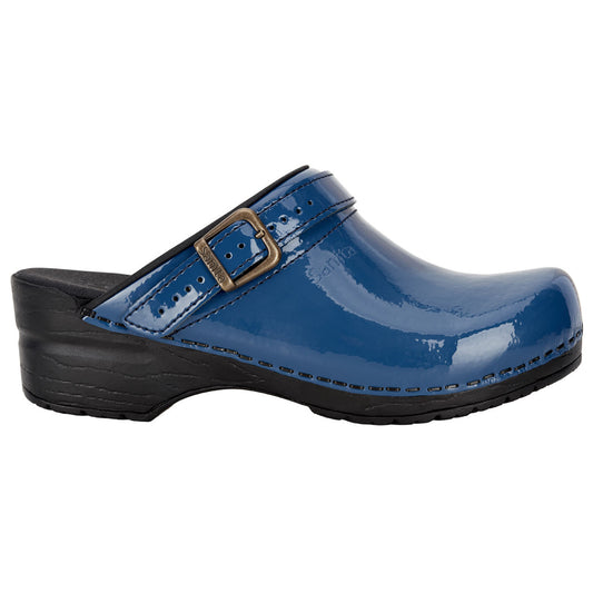 Sanita Freya Patent Flexible Clogs in Denim (457548)