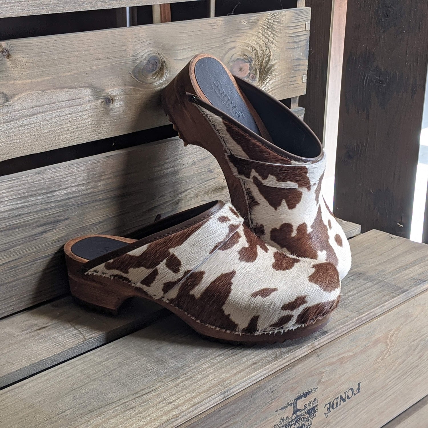 Sanita Brown Cow Danish Clogs